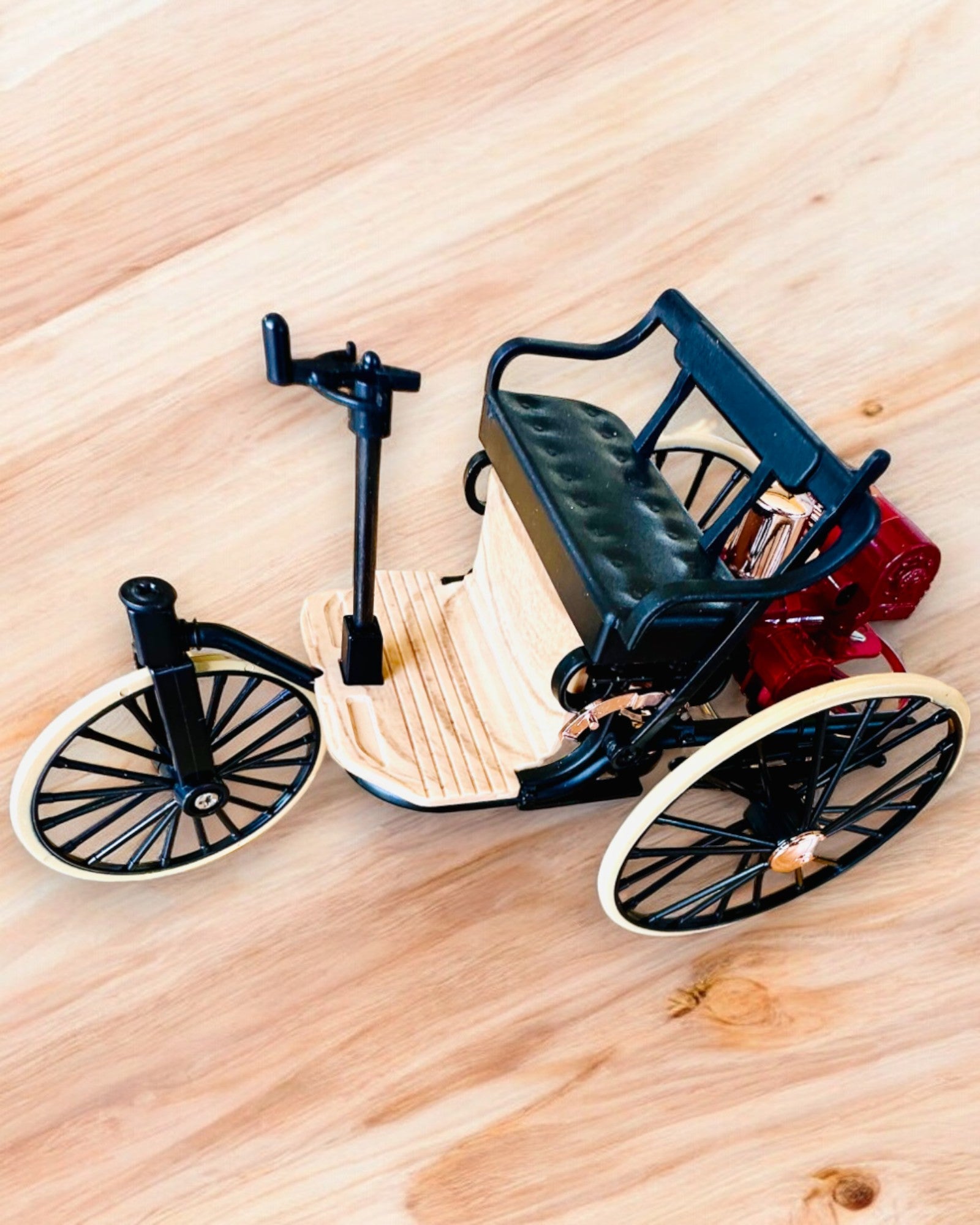 Retro Triciclo Benz Patent-Motorwagen - Modelo Colecionador, personalização a laser para presente