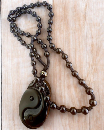 Amuleto Obsidiana Yin Yang com Gravação - Harmonia e Proteção, personalização com gravação para presente