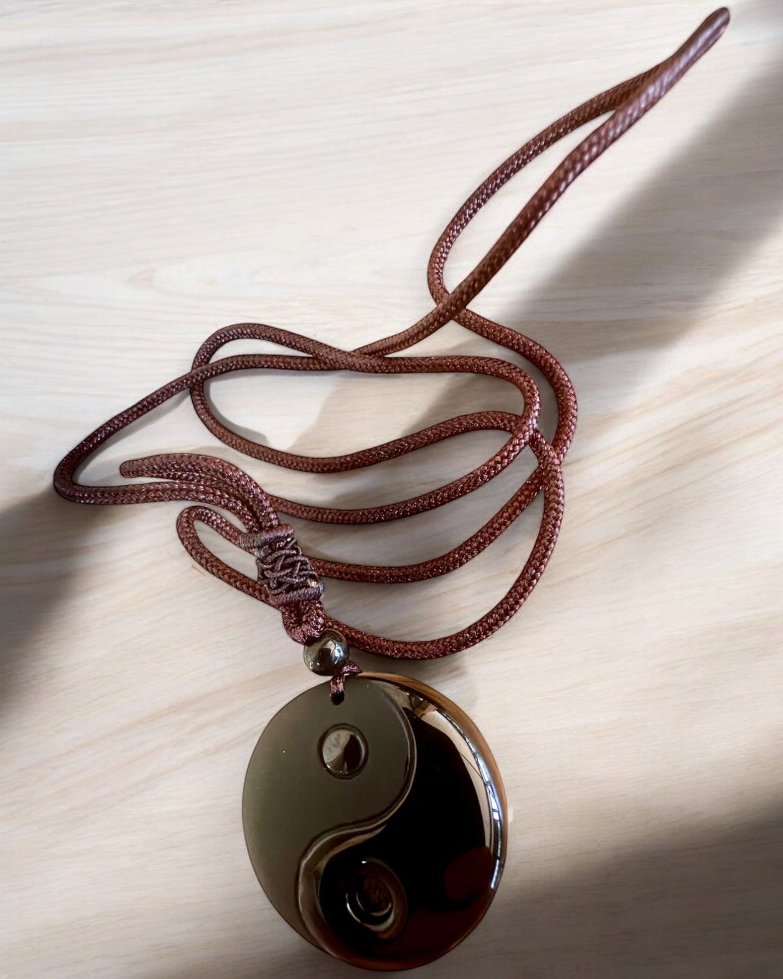 Colar Boho de Obsidiana Yin Yang Tai Chi, possibilidade de personalização com gravação para presente