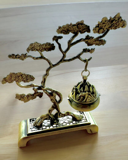 Suporte de Incenso Bonsai em Metal Elegante - possibilidade de personalização com gravação para presente