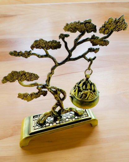 Suporte de Incenso Bonsai em Metal Elegante - possibilidade de personalização com gravação para presente