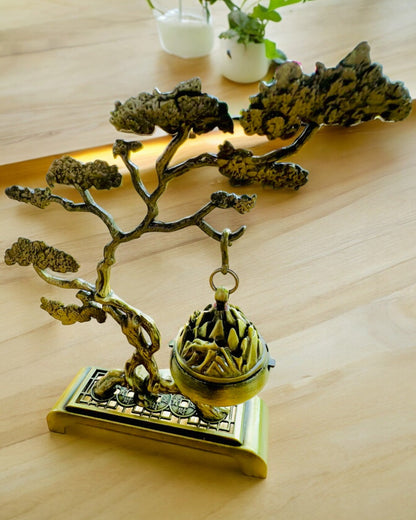 Suporte de Incenso Bonsai em Metal Elegante - possibilidade de personalização com gravação para presente