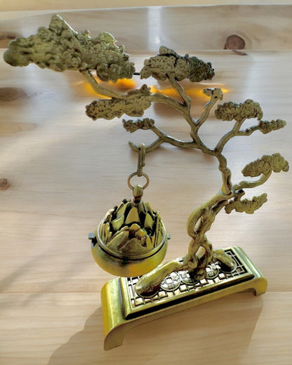 Suporte de Incenso Bonsai em Metal Elegante - possibilidade de personalização com gravação para presente