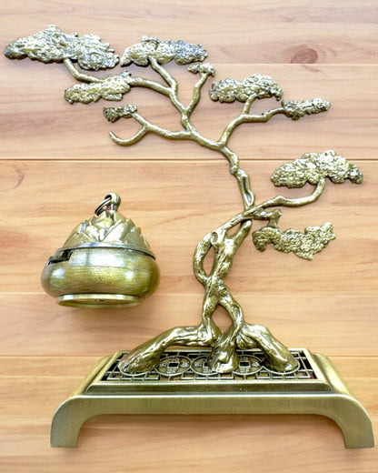 Suporte de Incenso Bonsai em Metal Elegante - possibilidade de personalização com gravação para presente