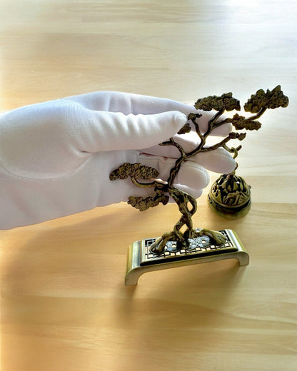 Suporte de Incenso Bonsai em Metal Elegante - possibilidade de personalização com gravação para presente