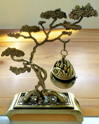 Suporte de Incenso Bonsai em Metal Elegante - possibilidade de personalização com gravação para presente