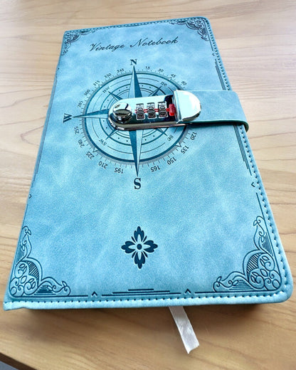 Caderno Secreto A5 Vintage com bloqueio por código - Escolha o Seu Estilo, personalização a laser para presente