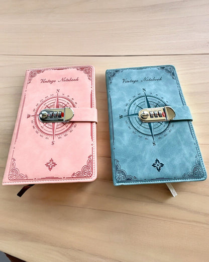 Caderno Secreto A5 Vintage com bloqueio por código - Escolha o Seu Estilo, personalização a laser para presente