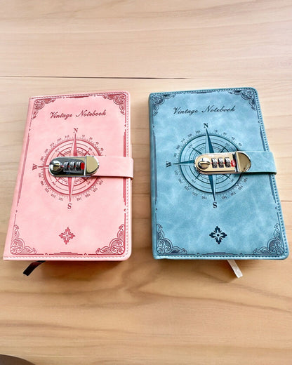 Caderno Secreto A5 Vintage com bloqueio por código - Escolha o Seu Estilo, personalização a laser para presente