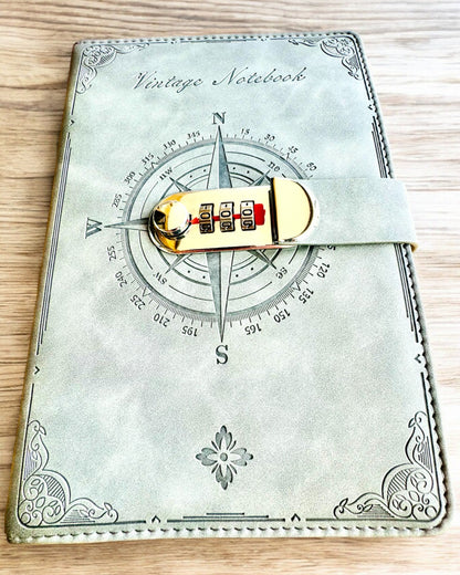 Caderno Secreto A5 Vintage com bloqueio por código - Escolha o Seu Estilo, personalização a laser para presente