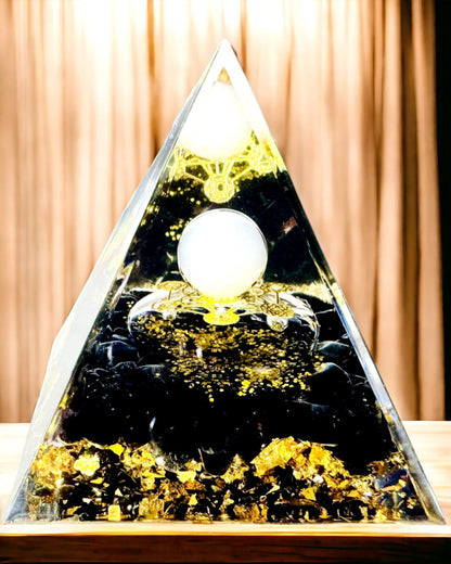 Piramidinha de Orgonite com Obsidiana – Gerador de Energia Chakra, Ferramenta de Meditação Reiki com Pedra Natural