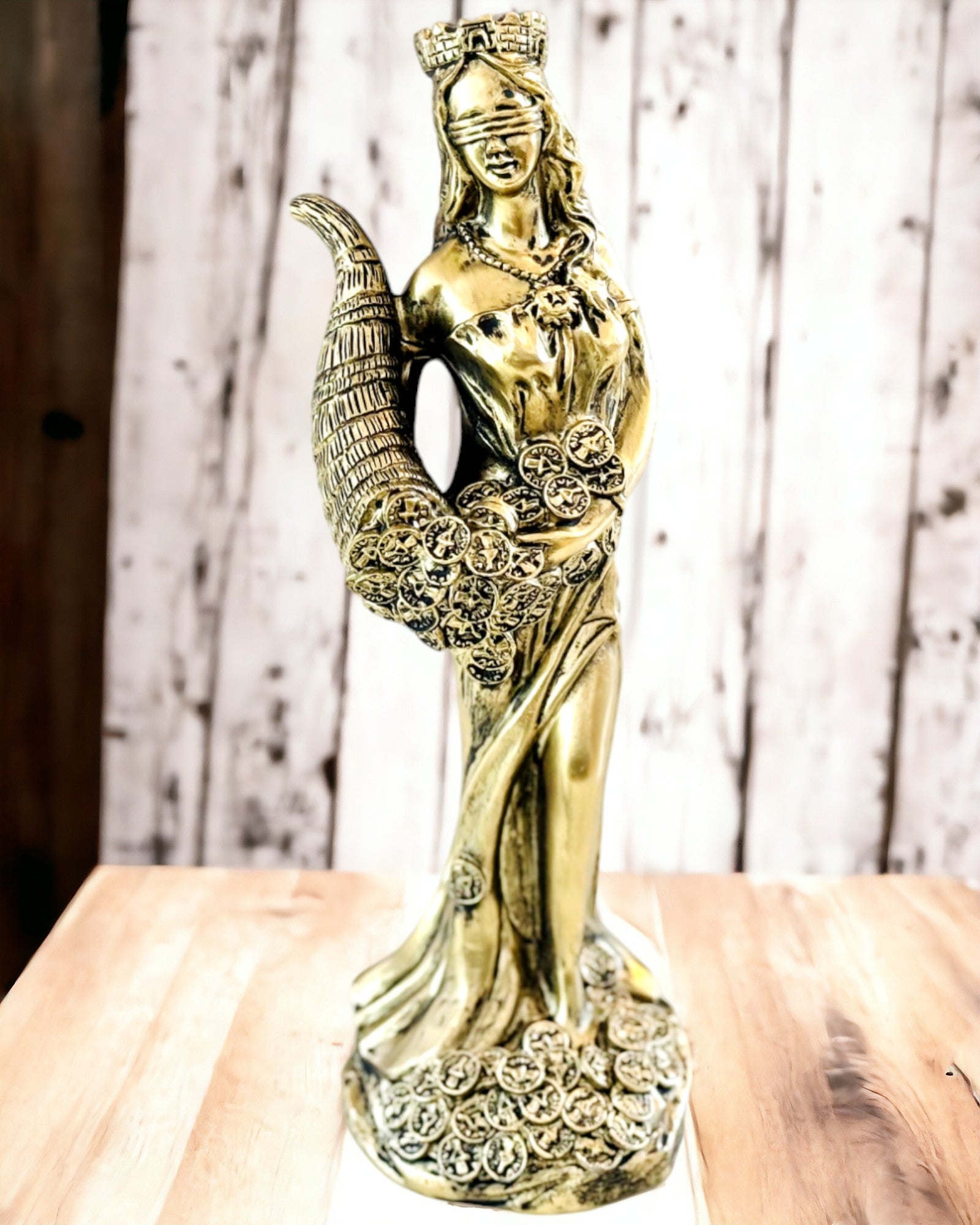 "Estátua da Deusa da Abundância" - Estátua Decorativa de Resina da Fortuna para Casa e Escritório - possibilidade de personalização com gravação