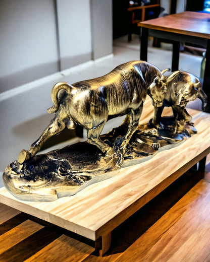 Escultura "Dois Rivais" - Touro e Urso - Simbologia do Mercado Financeiro, Possibilidade de Gravação - cor Cobre