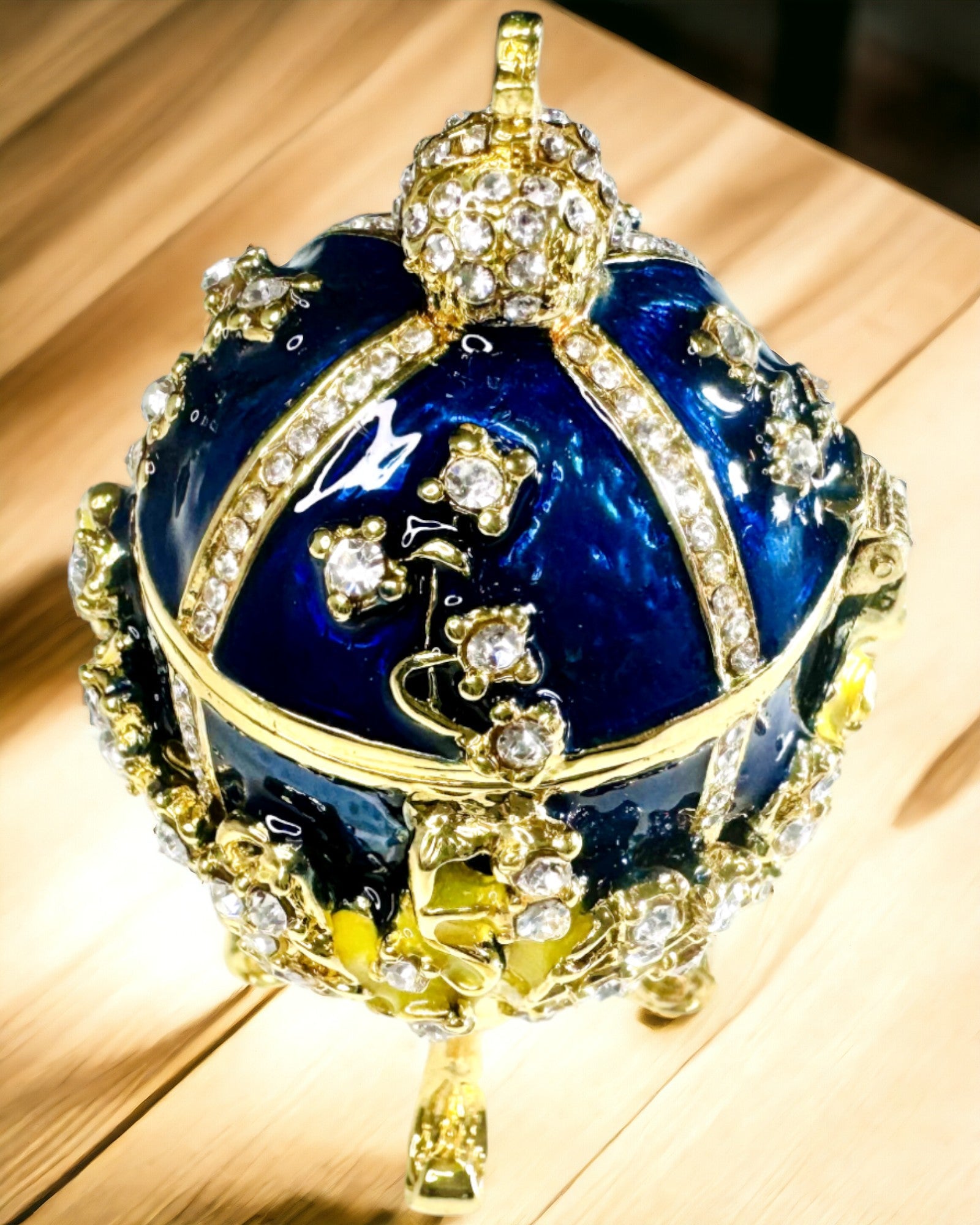 Caixa de Joias 'Ovo Imperial' Faberge – Estilo Vintage, Recipiente Decorativo para Acessórios