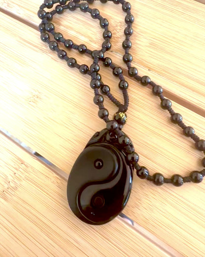 Amuleto Obsidiana Yin Yang com Gravação - Harmonia e Proteção, personalização com gravação para presente