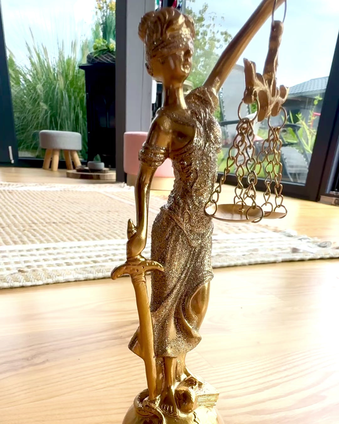 Estatueta da Deusa da Justiça – Decoração Artística para Prateleira, Artesanato em Resina, personalização com gravação